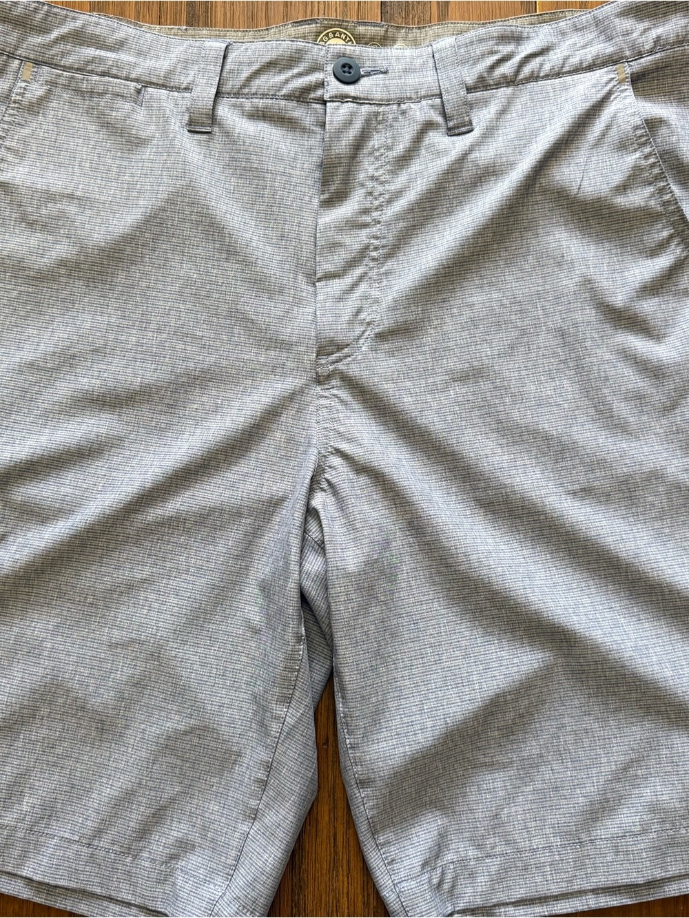 Men's Flat Front Light Blue Textured Performance Shorts